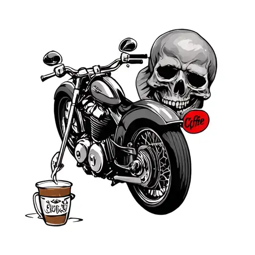 Skull And Motorcycle Coffee Racer