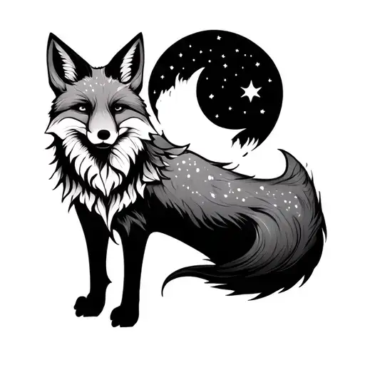 Fox And Moon Surrounded