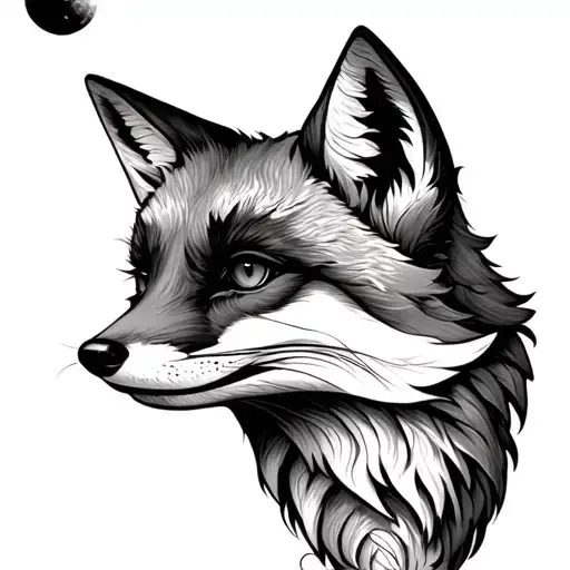 Fox Looking Up To The Moon