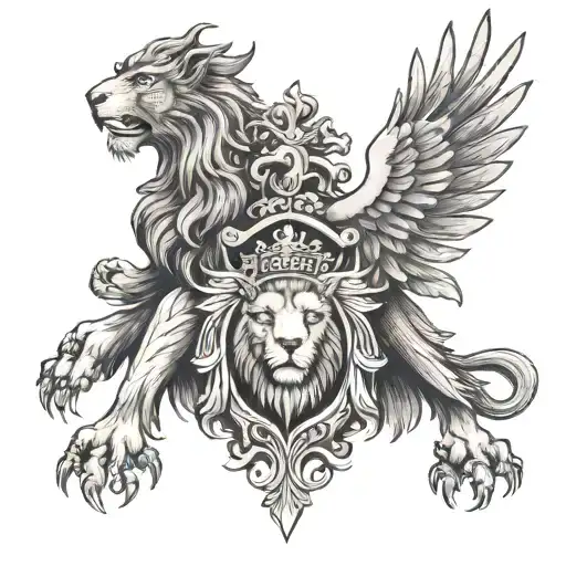 Polish Eagle And A Lion Head Jin And Jang