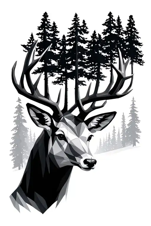 Geometric Deer With Antlers That Look Like Trees