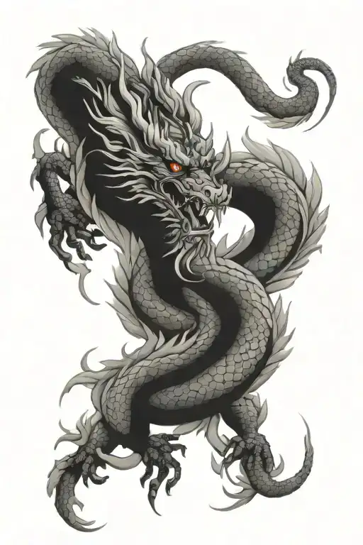 Japanese Dragon Entwined
