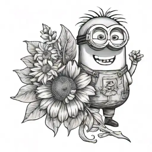 Minion Holding Daisy Flower In Hand