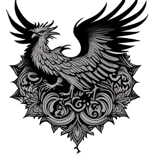 Phoenix Rising With Shakti Word In Hindi And Mandala Design