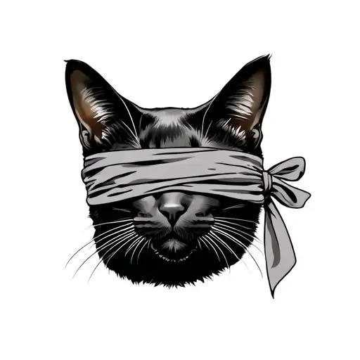 Black Cat With Cloth Blindfolded