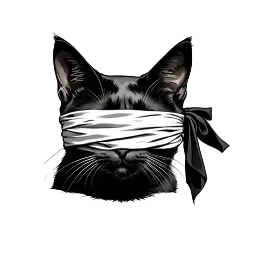 Black Cat With Cloth Blindfolded
