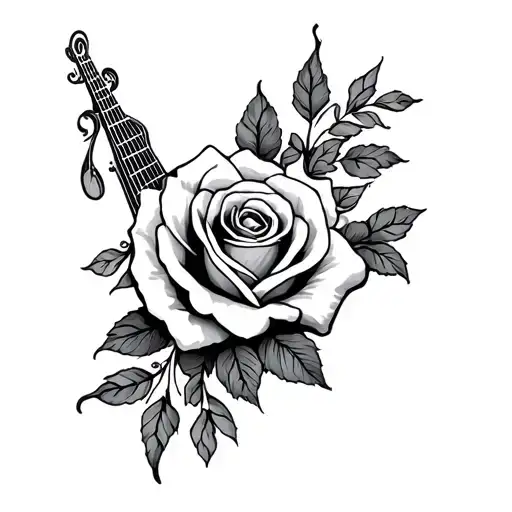 Gypsy Tattoo With Music And Rose