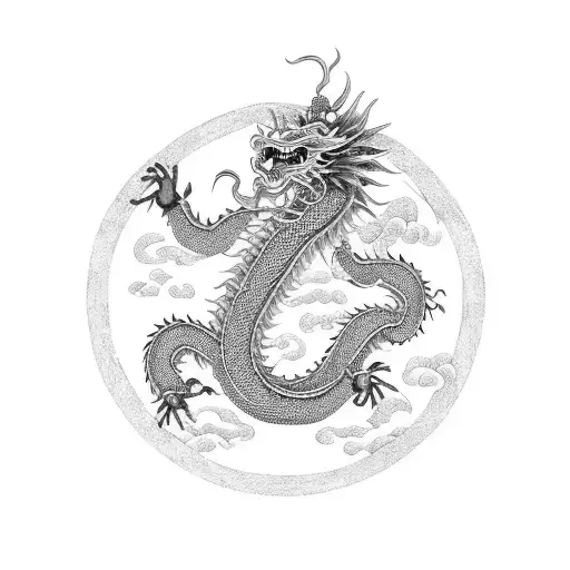 An Intricate Chinese Dragon Encircling A Meditating Buddha