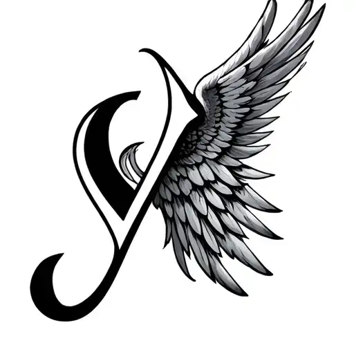 The Letter V With An Angel Wing Attached