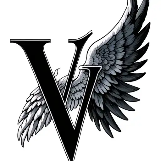 The Letter V With An Angel Wing Attached