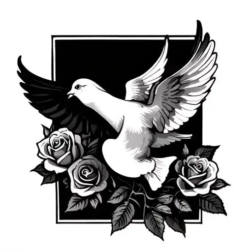 Dove Ribbon Rose For Passed Away Mother On Forearm Of A Man