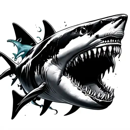 Sharks Circling Inside Shark Jaws Wide Open