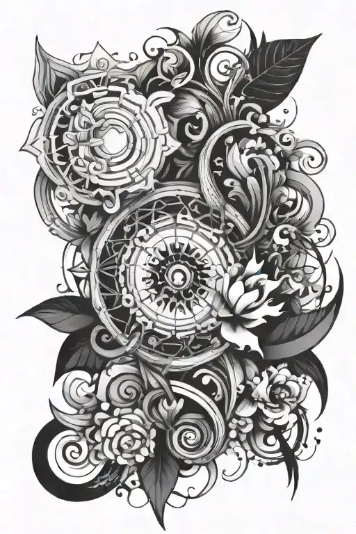 Combine Abstract Elements With Black-grey Shading For A Unique Tattoo Inspired By Your Passions