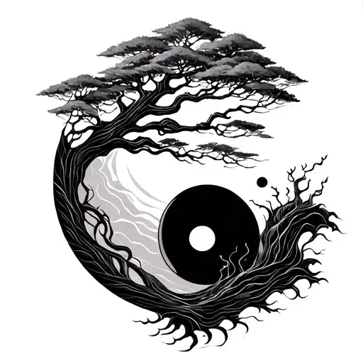 Ying Yang And Tree Of Life Tree