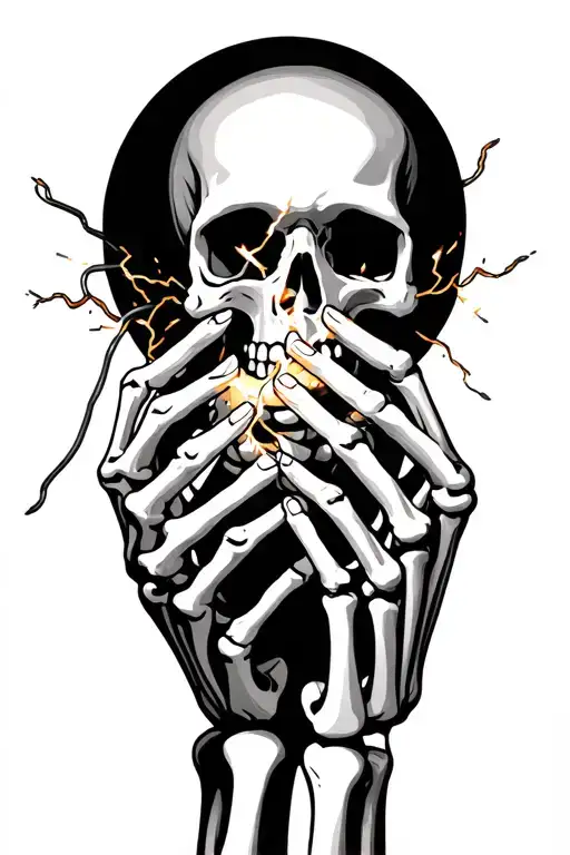 Skeleton Hands Holding Sparking Wires
