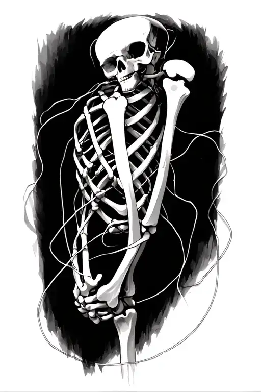 Exposed Arm Bones Wrapped In Arcing Wire