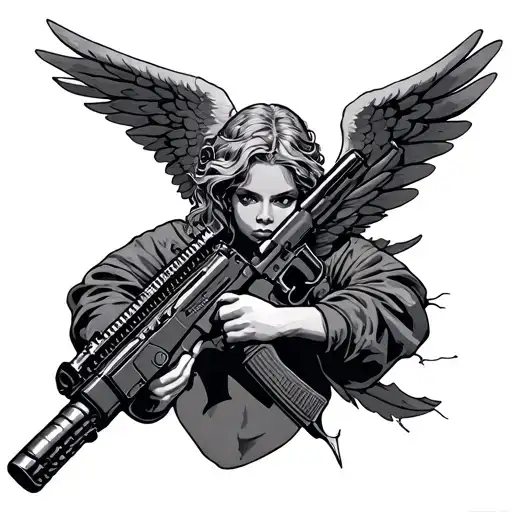 Angel Holding Machine Gun
