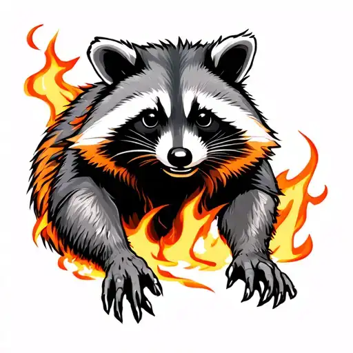 Muscular Racoon On Fire