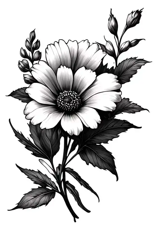 June And September Birth Flower Sleeve Tattoo Design