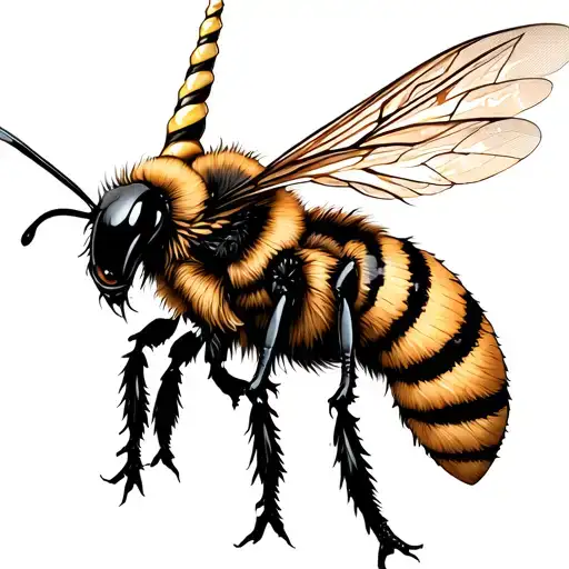 Tiger Strip Bee With Unicorn Horn