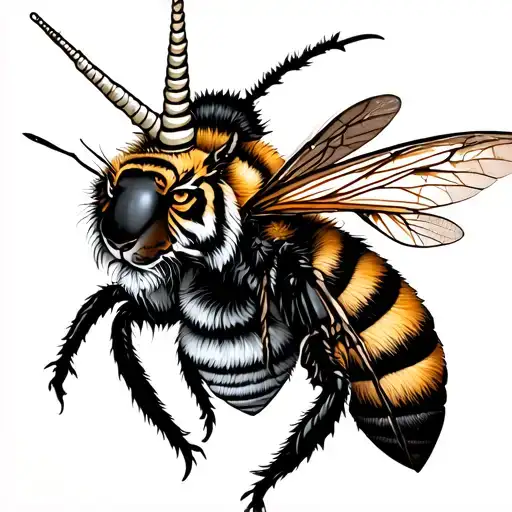 Tiger Striped Bee With Unicorn Horn