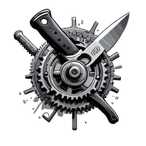 Mechanical Gear And Chef Knife