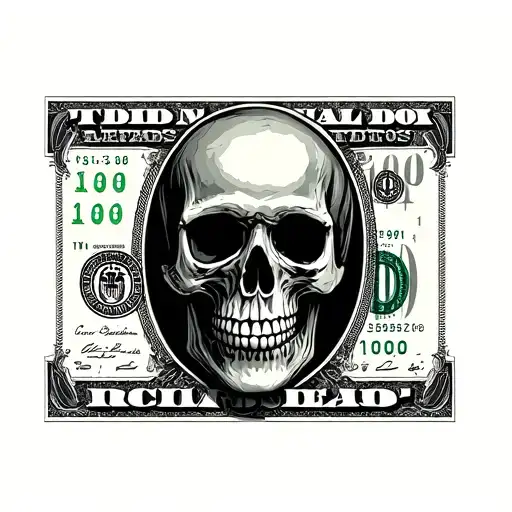 100 Dollar Bill With Skull In The Middle