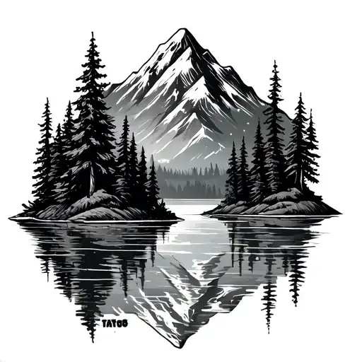 Mountain With Trees And A Lake