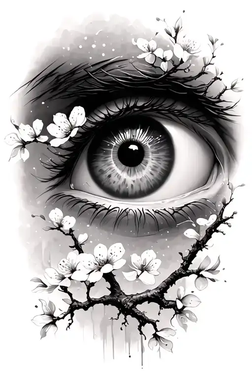 An Eye With Blossom Tree Growing