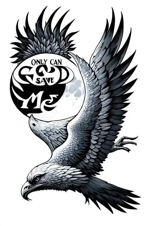 Gemini Sign With The Moon Rising Phoenix Bird And Phrase Says That Only God Can Save Me