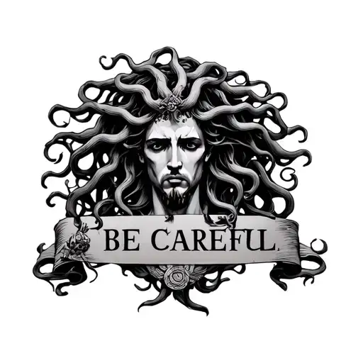 Medusa Greek Mythology With The Word Be Careful