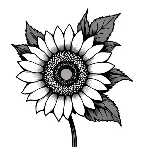 Grayscale Mandala Sunflower