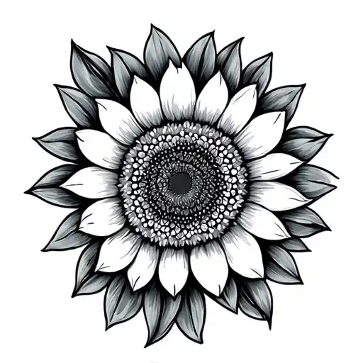 Mandala And Sunflower Blooming