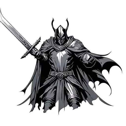 Dark Protective Knight Holding A Sword