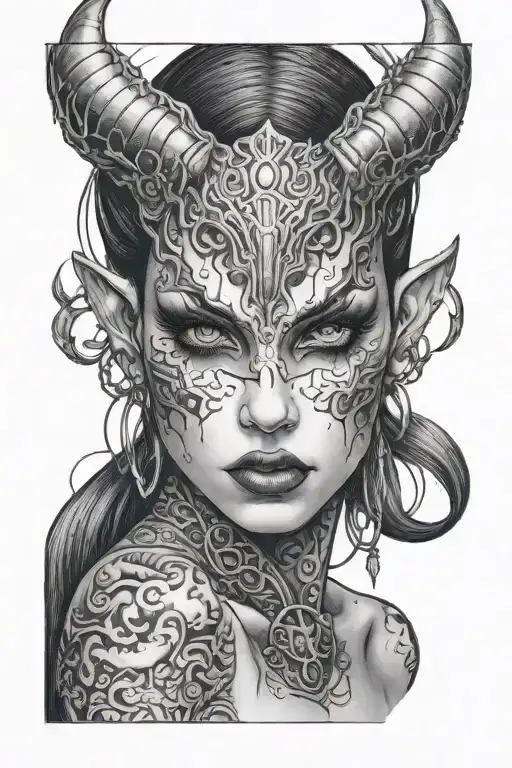 Demon Girl Face Blank Eyes