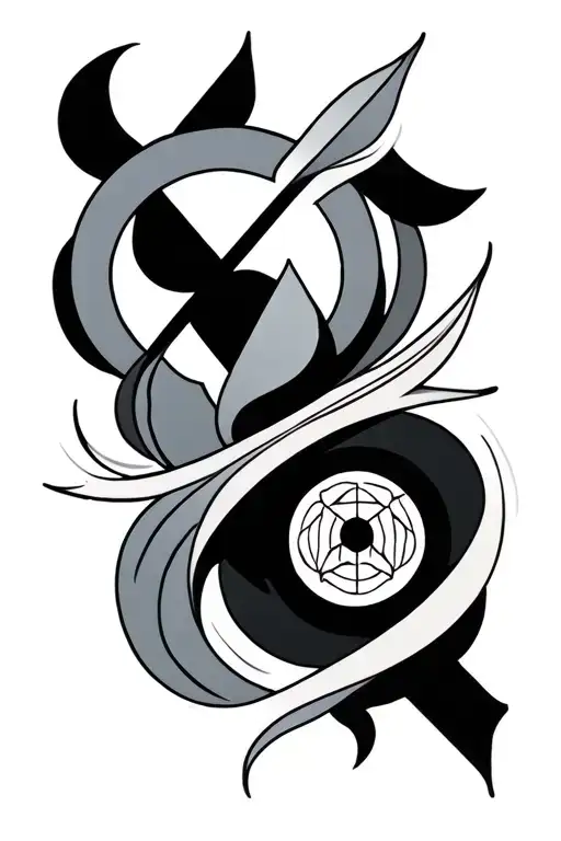 Minimal Tattoo Design Incorporating Symbols Representing Different