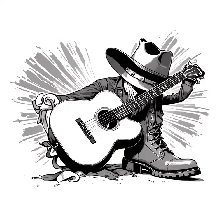 Cowboy Hat Boots Guitar