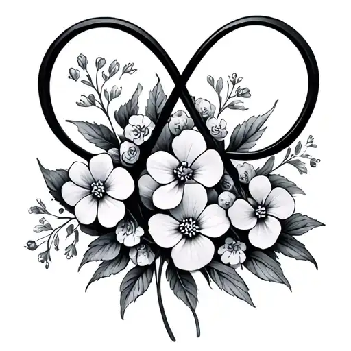 Infinity Symbol With Forget Me Not Flowers