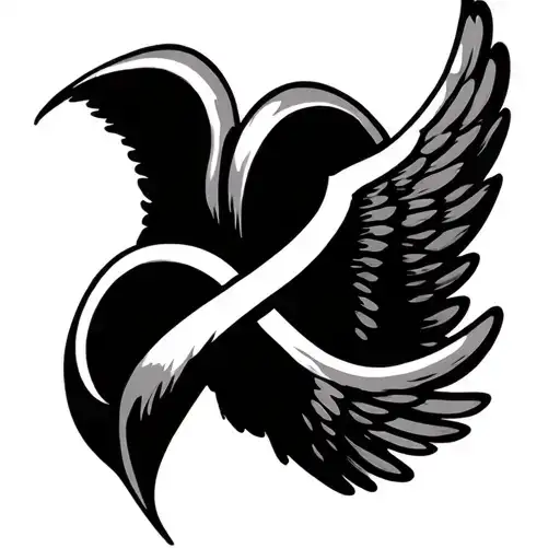 Infinity Symbol On Its Own And Then Wings Slightly Higher