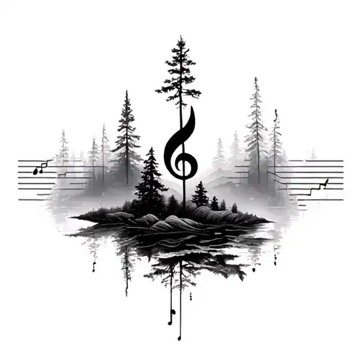 Music Frequencies Blending Into Nature Scene