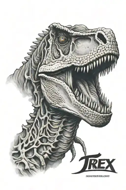 T-rex Fossil Realistic Portrait