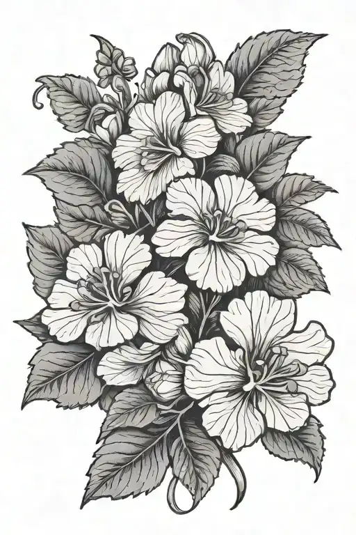 Geranium And Rose Growing Together