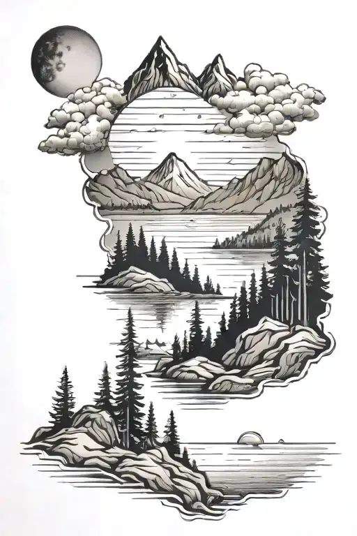 Mountain Forest To Beach Sunset