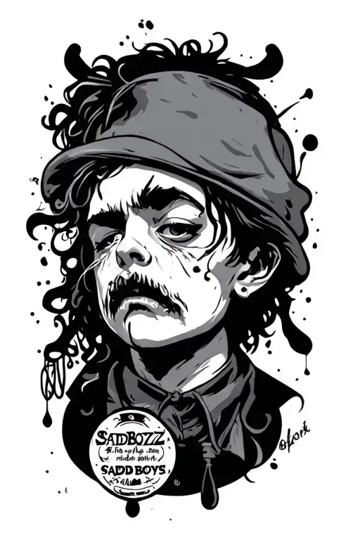 Sadboyz Tatto Design With A Teatdrop At The Last Letter With A Sad Face