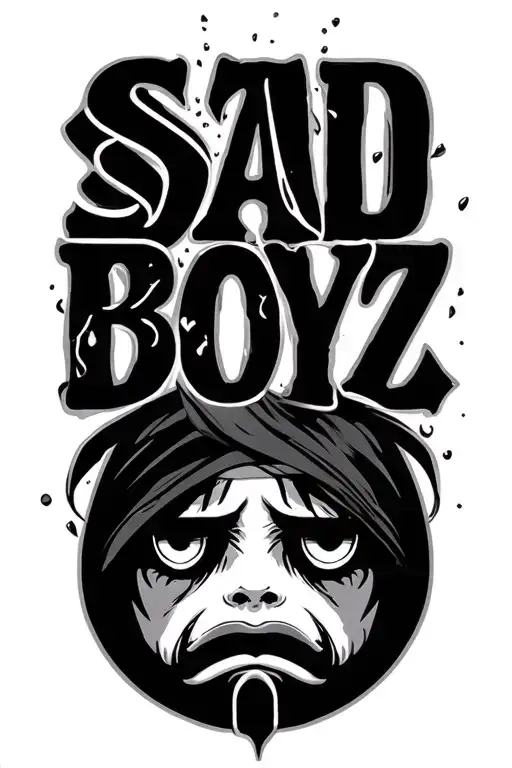 Sadboyz Lettering Tatto Design With A Teatdrop At The Last Letter With A Sad Face