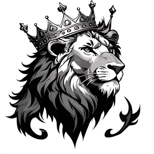 Lion Wearing A Crown And Schield