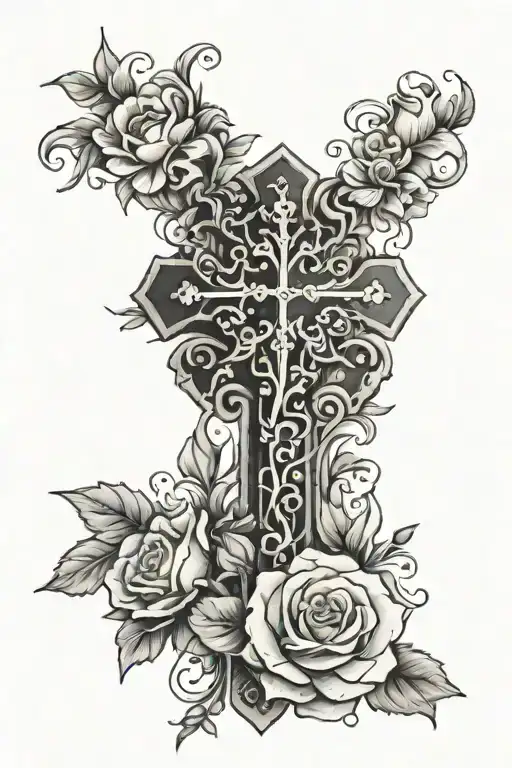 Cross With Flowers Threaded Through