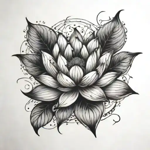 Intricate Lotus Flowers Growing Together
