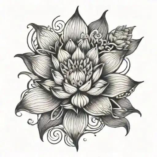 Intricate Lotus Flowers And A Hand Reaching