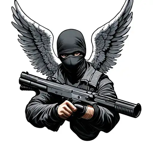 Angel With Ski Mask And Gun